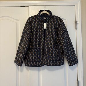 Rylee + Cru Large Quilted Jacket in Navy Vintage Floral